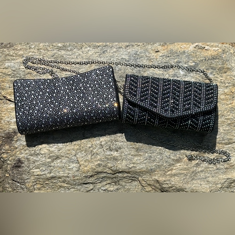 Elegant Black Rhinestone Clutches - Both Included in Price!